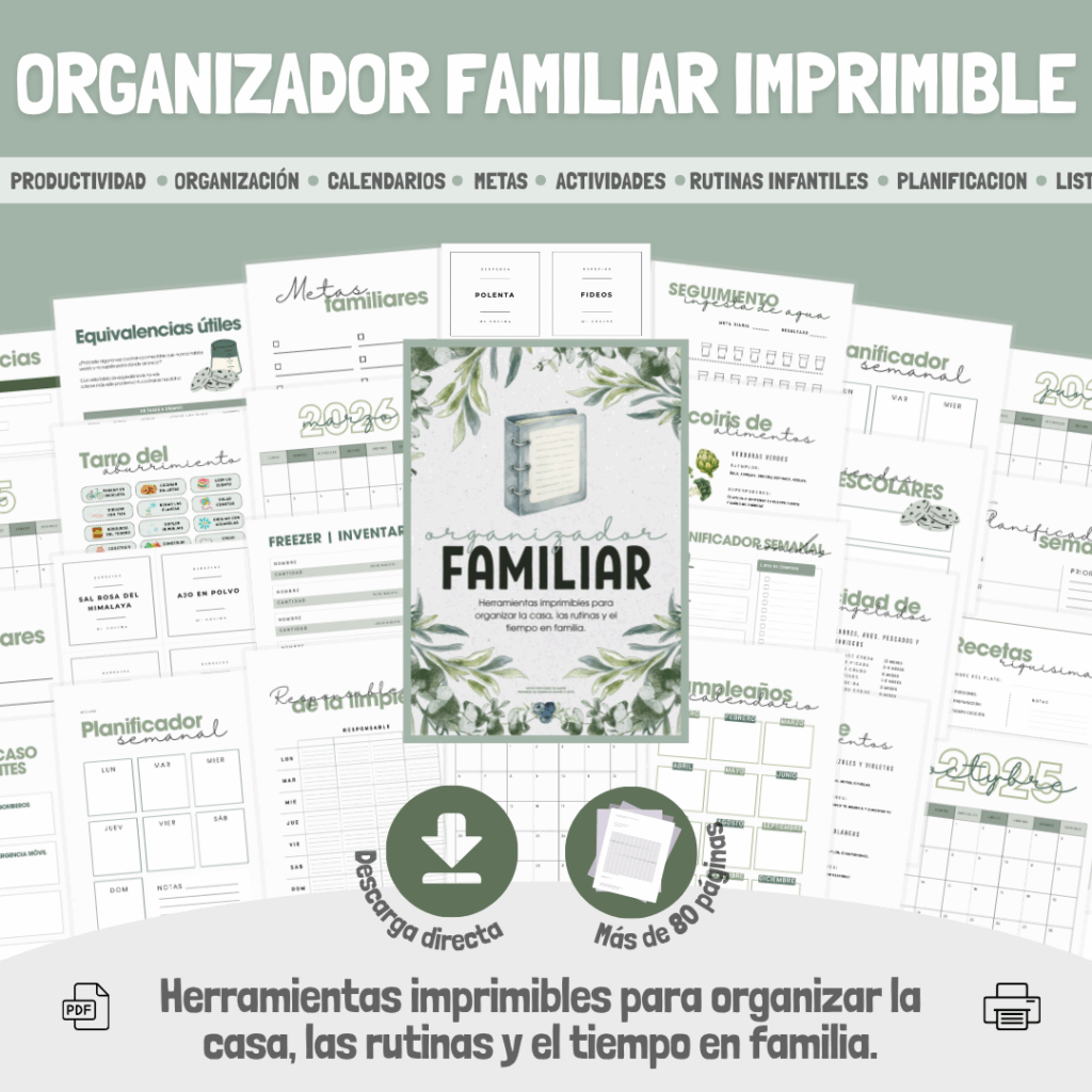 Organizador Familiar Imprimible - Familia organizada